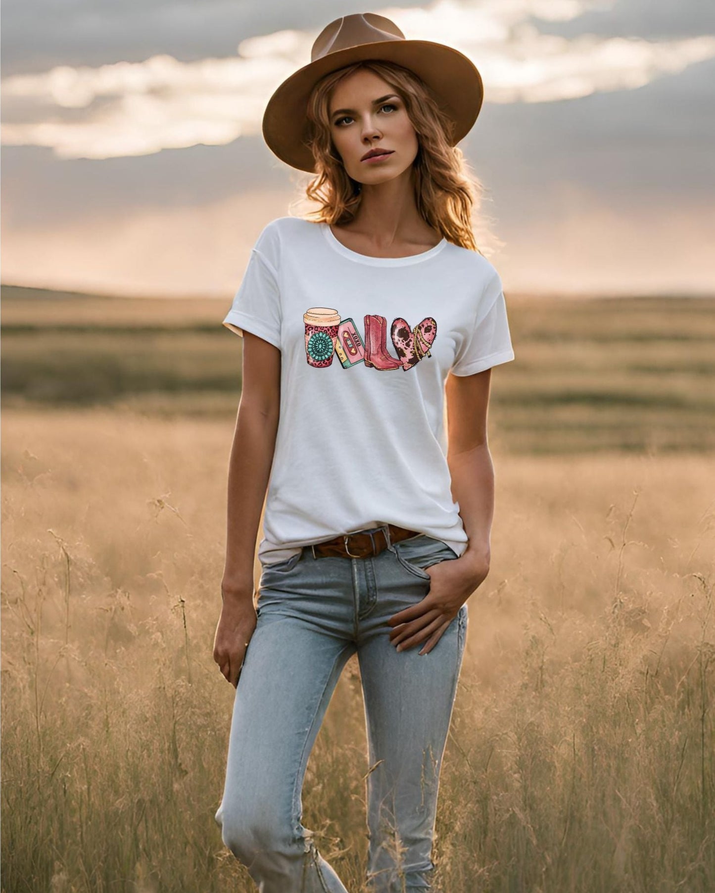 Western Coffee Boots Valentine T Shirt - PeppaTree Designs