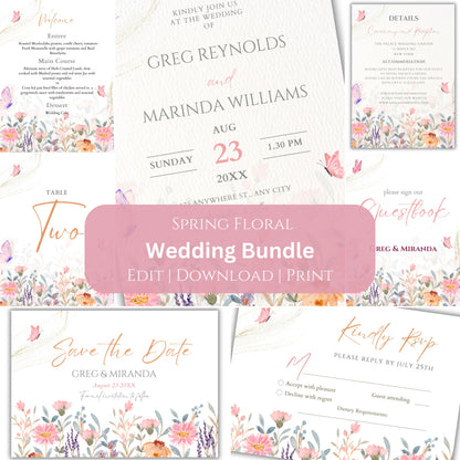 Spring Floral and Butterfly Wedding Bundle