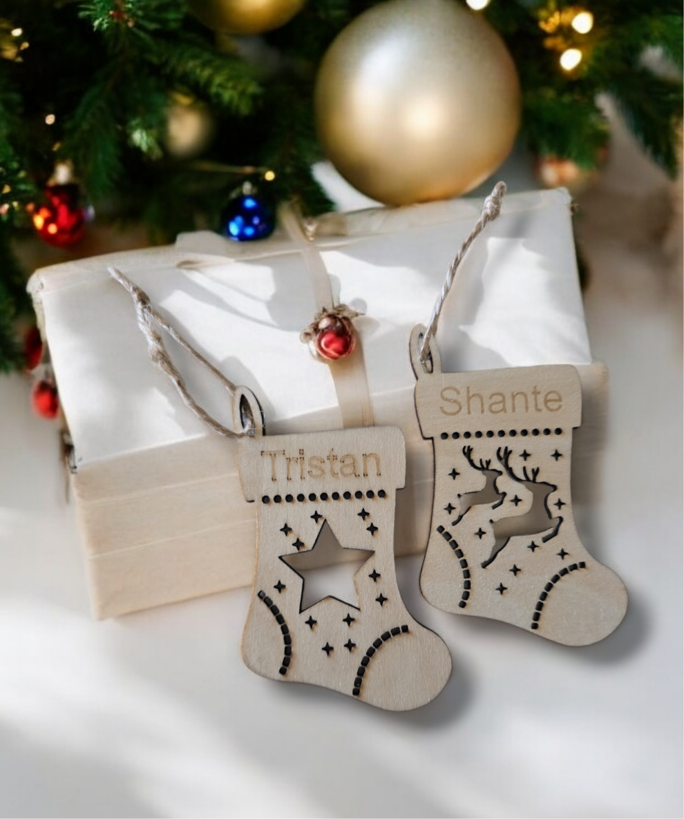 Christmas Sock Gift Tags - Personalised - PeppaTree Designs