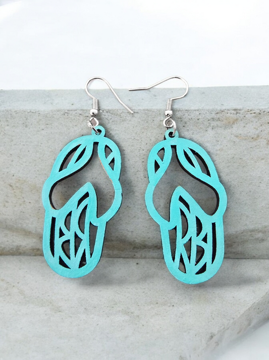 summer flip flop earrings in light blue - PeppaTree Designs