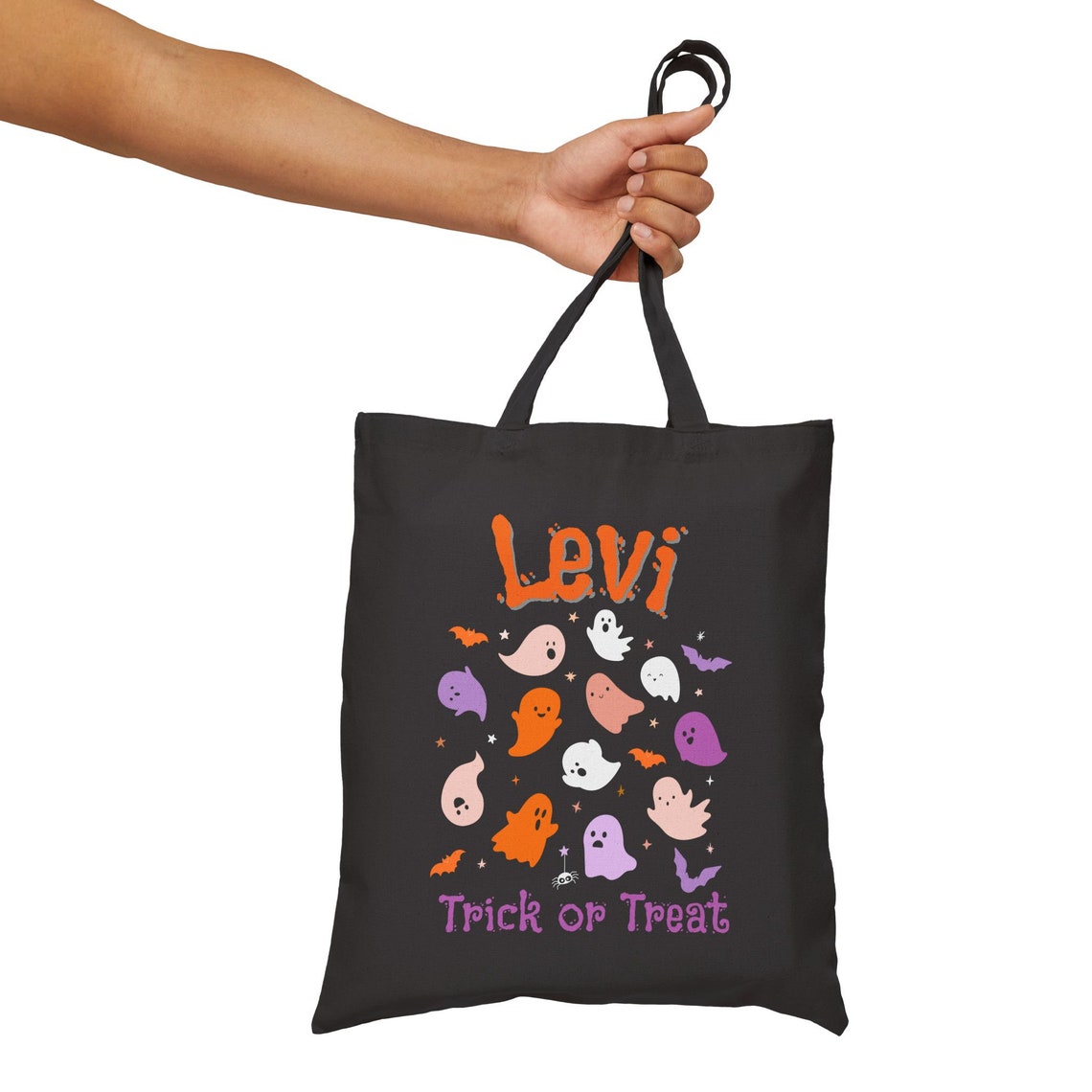 Cute Ghost Halloween Trick or Treat Canvas Tote Bag - PeppaTree Designs