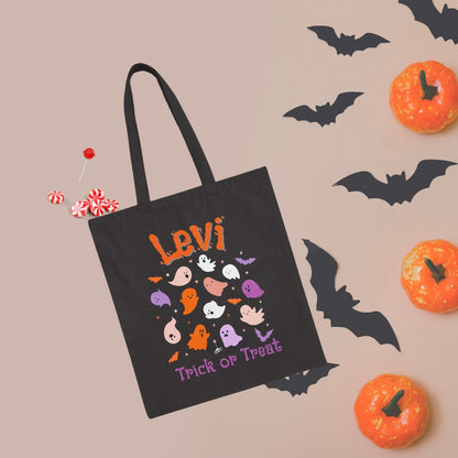 Cute Ghost Halloween Trick or Treat Canvas Tote Bag - PeppaTree Designs