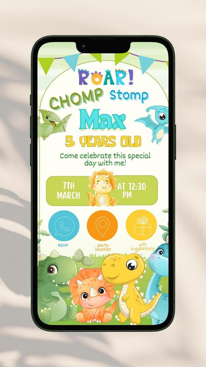 Dinosaur Interactive Electronic Phone Invitation