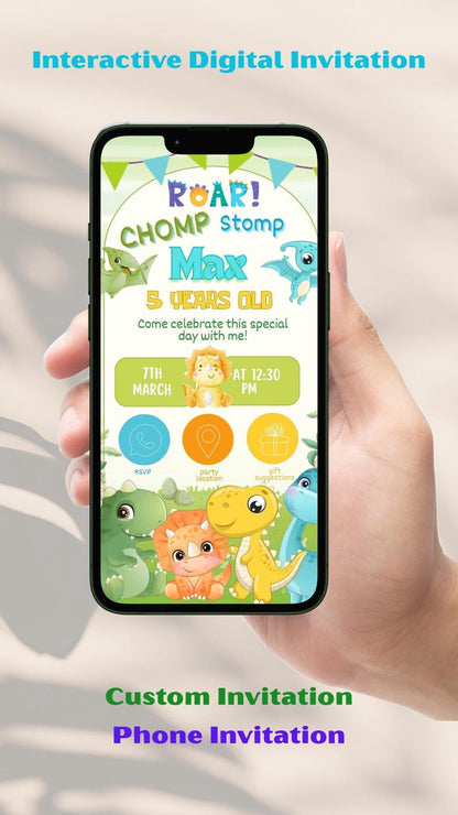 Dinosaur Interactive Electronic Phone Invitation