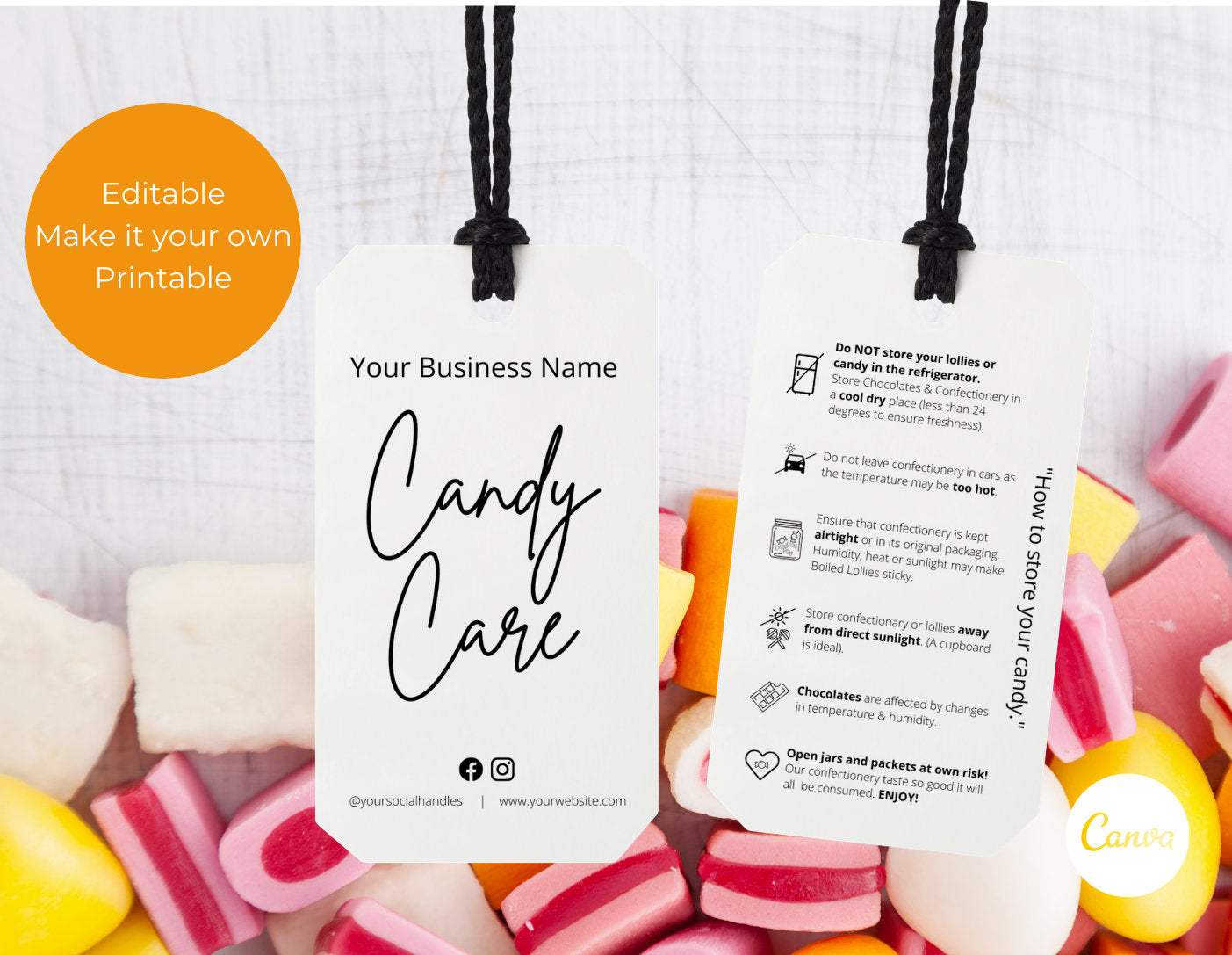 Candy Care Tags - Confectionary Candy Hang Tags #0405