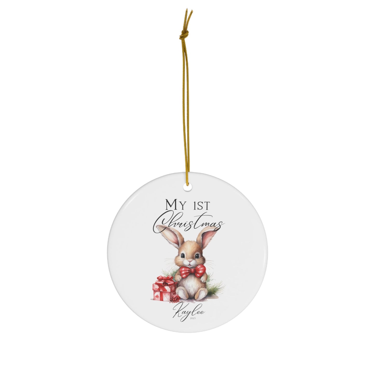 My 1st Christmas Bunny Ornament, Rabbit Ornament, 1st Christmas Ornament, Personalised Ornament, Baby Gift, Christmas Ornament, #4