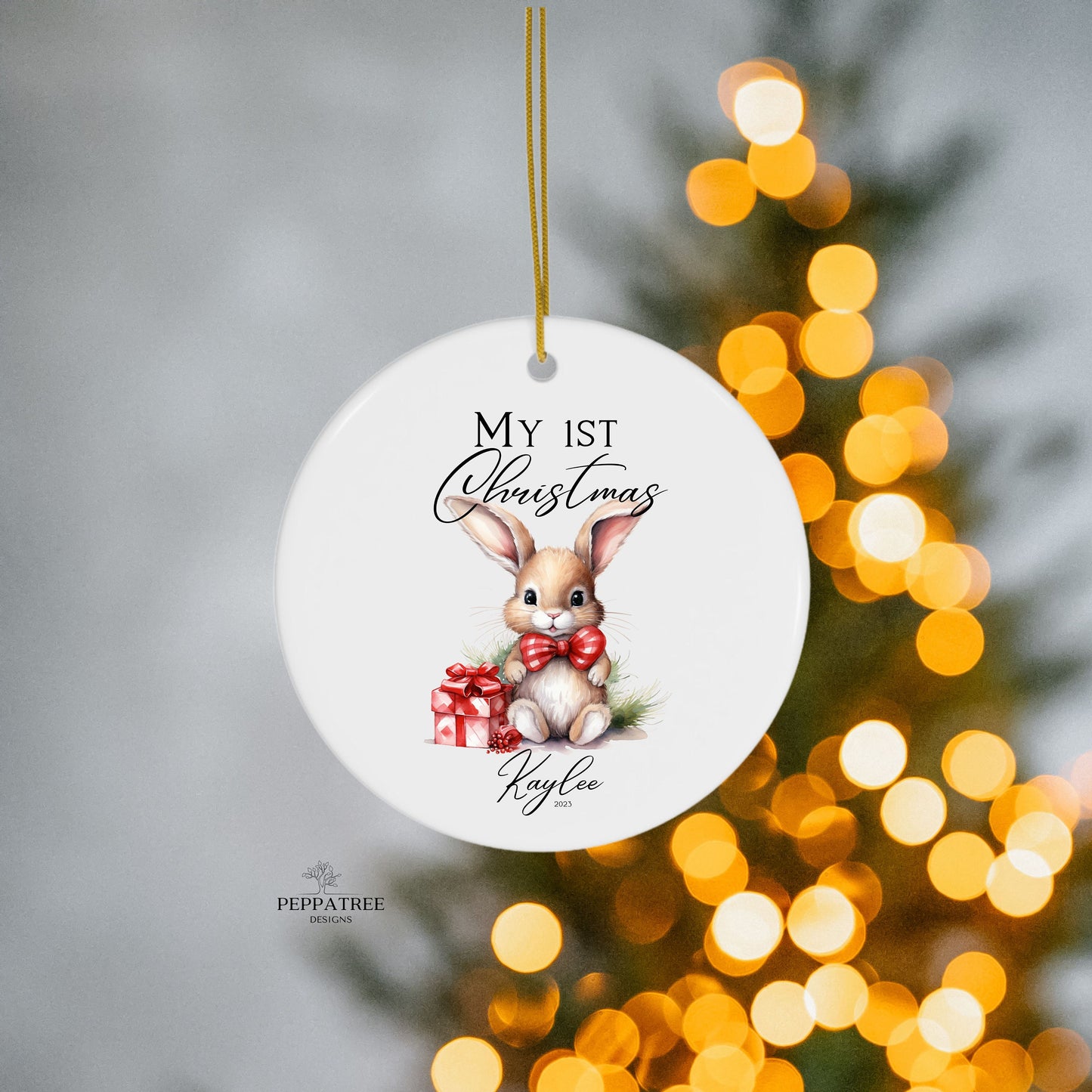 My 1st Christmas Bunny Ornament, Rabbit Ornament, 1st Christmas Ornament, Personalised Ornament, Baby Gift, Christmas Ornament, #4