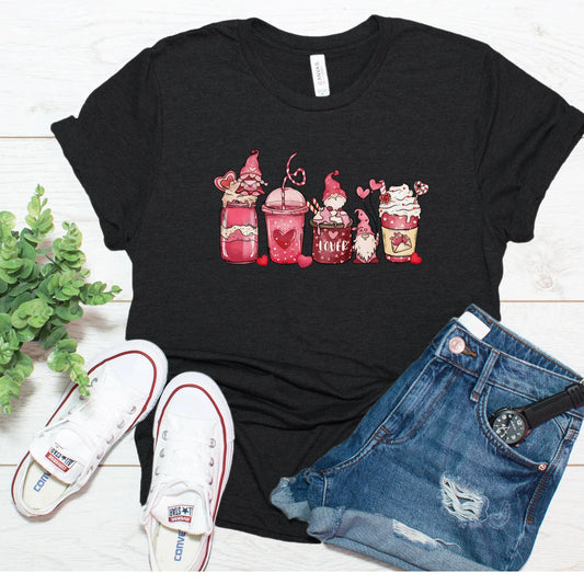 gnome coffee lover valentine shirt - PeppaTree Designs