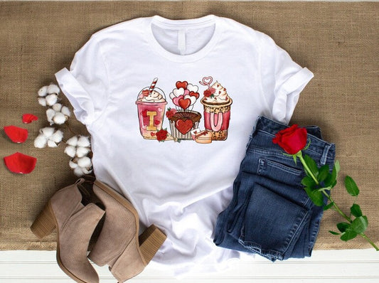 I Love You Coffee Valentine T Shirt - PeppaTree Designs