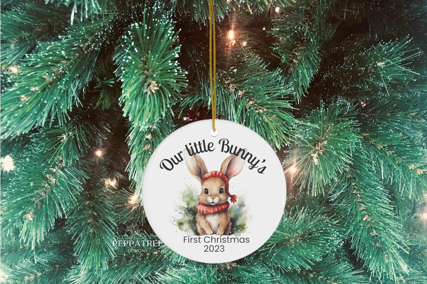 Christmas Bunny Ornament, Rabbit Ornament, 1st Christmas Ornament, Personalised Ornament, Baby Gift, Christmas Ornament, #3