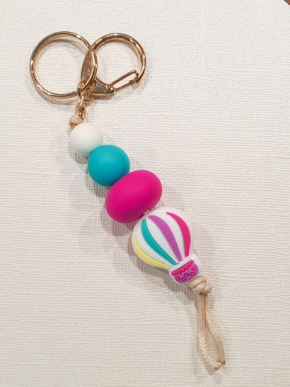 Mini Rainbow Bead or Hot Balloon Keyring | Handmade Keyrings | Silicone Beaded Bag Tag Keyring - PeppaTree Design Store